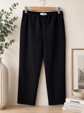 R Label Black Luxury Trouser Pants Side Zip Ankle Career Small Work Minimalist